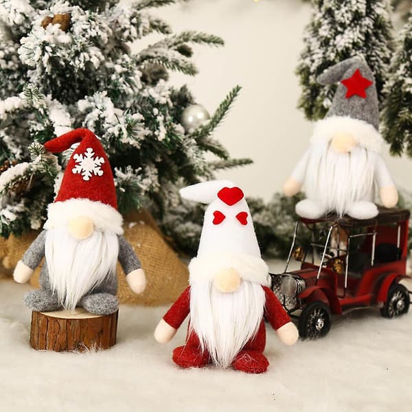 Valentinsdag Gnome Julepynt Sæt Af 3 Håndlavede Plys Svenske Tomte