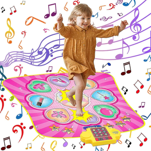 Dansemåtte-legetøj til 3-10-årige piger, 5 spiltilstande inklusive 8 udfordringsniveauer, indbygget musik, justerbar volumen dansepude