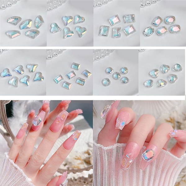 Kristall Nail Art Rhinestones Diamanter Pärlor Nagel Dekorationer Ringar Örhänge Diy 8