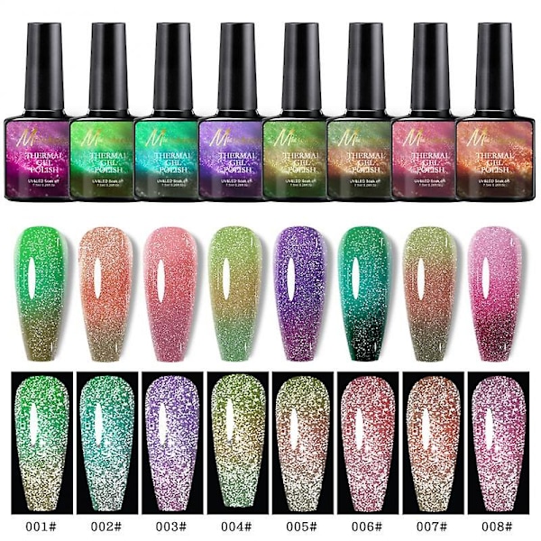 Nagelkonst UV-gellack Glitter Temperaturförändrande Färg Gellack Aurora