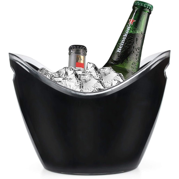 Isbøtte 3,5 l i sort plast Ideell for flasker vin, champagne eller øl