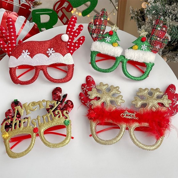 Julebrilleramme, Julefest Tilbehør, Julepynt, Gaver, Små Gaver, Søde Tegneseriebriller til Julen 17# silver glasses snowflake