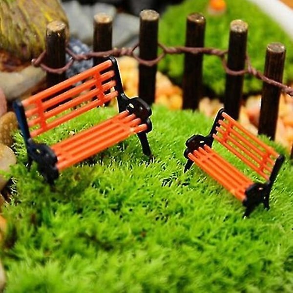 Mini Hage Ornamenter Miniatyr Park Benk Craft Diyhome Dekor Benk Modell -5stk