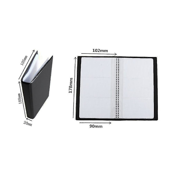 Sort læder 120 visitkort holder bog pung cover etui mappe