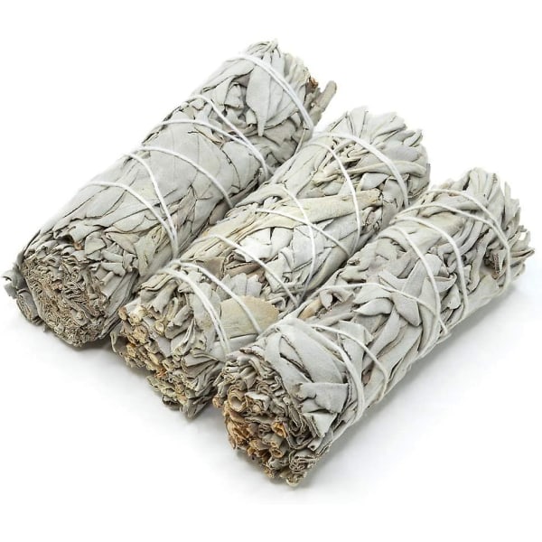 White Sage Bundles - (1 pakke) - Sage Smudge Stick til hjemmerensning Røgelse Healing Meditation og California Smudge Sticks Ritualer (4 tommer)$( Pack O