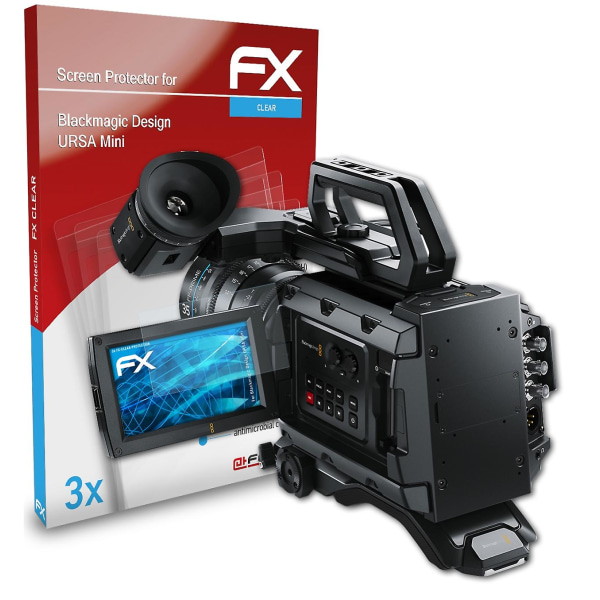 atFoliX 3x skyddsfolie kompatibel med Blackmagic Design URSA Mini Displayskyddsfolie klar