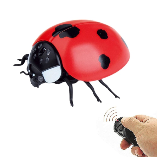 Simulert insektprank leketøy, fjernkontroll plastgave til barn og voksne, elektronisk nyhet hjemmeinnredning med glødende øyne - Ladybug