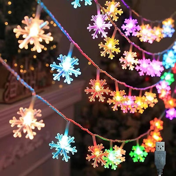 Snøfnugg Lysstreng Led Girlanderlys Usb Plugg Julelys Estetisk Romdekorasjon Bryllupsfest Nyttårsdekor 4.5m 30leds