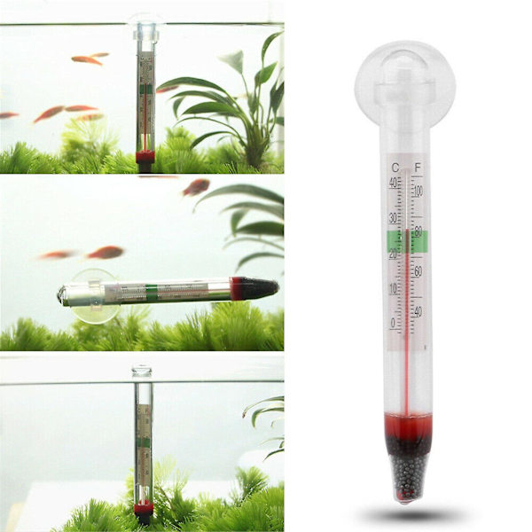 Neddykbar Glass Termometer 0~40c Med Suger Tropisk Akvarium Fisk 100ml