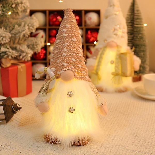 Juldocka Elf Sequin Gnome Med LED-ljus Juldekorationer 2023 För Hem Xmas Navidad Nyår Barnpresenter boy