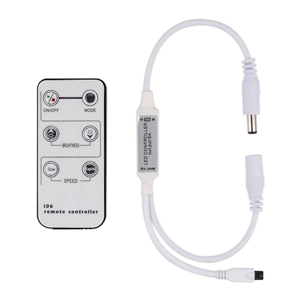 6-knaps RF-monokrom controller til LED-dæmper 12V~24V til enkelt farve
