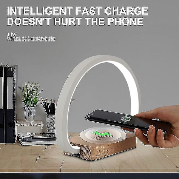 Waner Sengebordslampe, Bordlampe Med Trådløs Oplader Og Usb-Port, 3 Lysstyrkeniveauer Skrivebordslampe Touch Control Dæmpbar Nattelys Til Sengebord Soveværelse