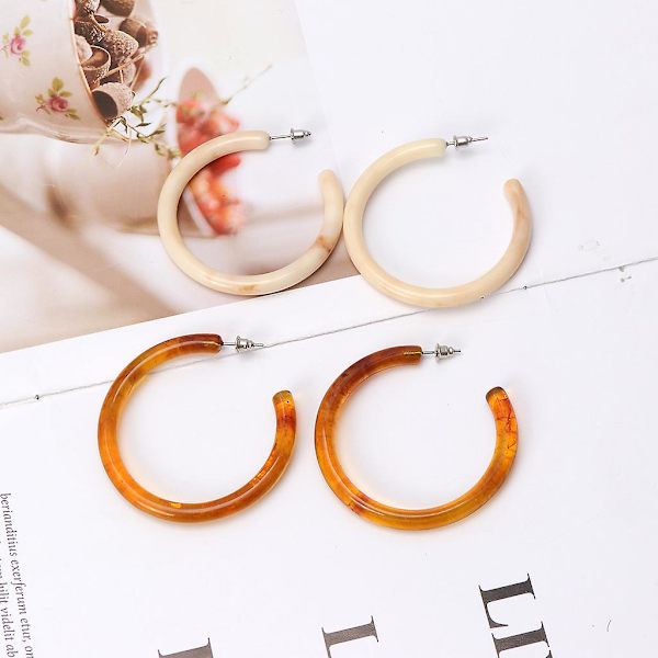 Akrylörhängen Harts Hoop Örhängen Sköldpadda För Skal Boho Statement Stud Earr
