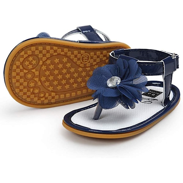 Baby Jentesandaler Sklisikre Myke Såler T-stropp Flip Flops Småbarn Førstegangsvandrer Krybbesko 3-18 Måneder 24 navy 3-6 months infant