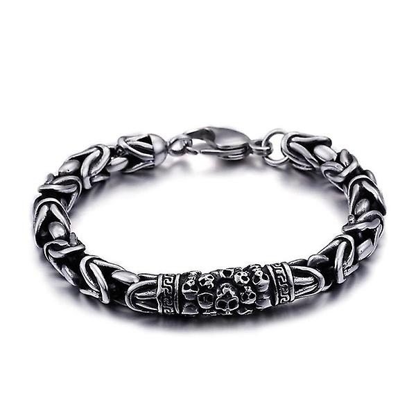 Gotisk stil Silverfärgad skalle kedja armband för män Rock Party smycken Biker armband
