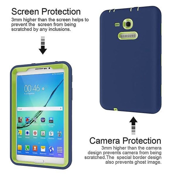 Til Samsung Galaxy Tab 3 Lite 7.0 T111 hårdt gummi stødsikker etui Cover Navy