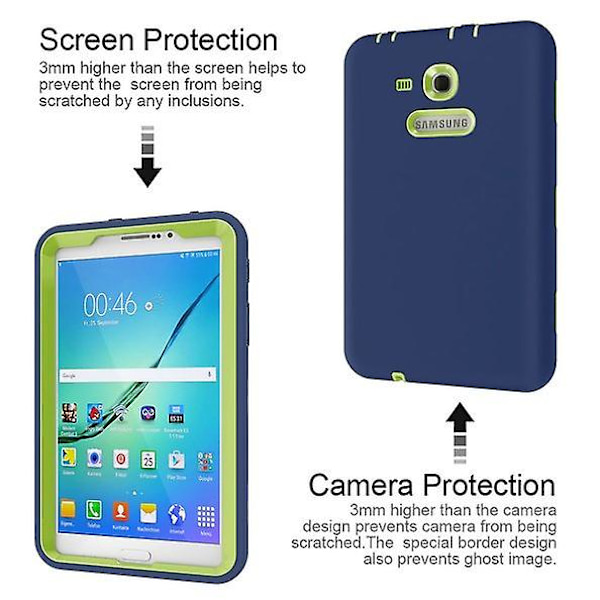 Til Samsung Galaxy Tab 3 Lite 7.0 T111 Hårdt Gummistødsikkert Etui Cover Navy