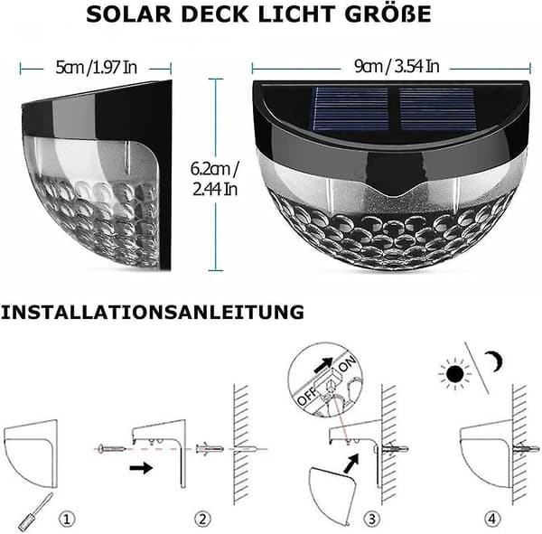 4-pack solcellslampor med LED, IP65 vattentäta utomhus solcellslampor för staket