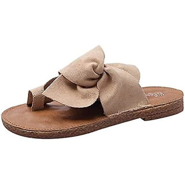 Dame Bow Open Toe Flade Sandaler, Dame Komfortable Tøfler, Bunion Corrector Ortopædiske Sandaler, Open Toe Sandaler, Casual Strand Sandaler