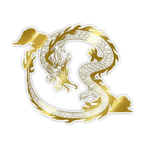 Liten by 13,7 cm * 17 cm Golden Dragon for høykvalitets dyrebil-klistremerke PVC C29-1214