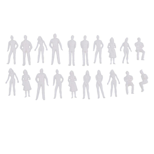 20 stk. 1/50 skala model hvide figurer/mennesker til toglayout