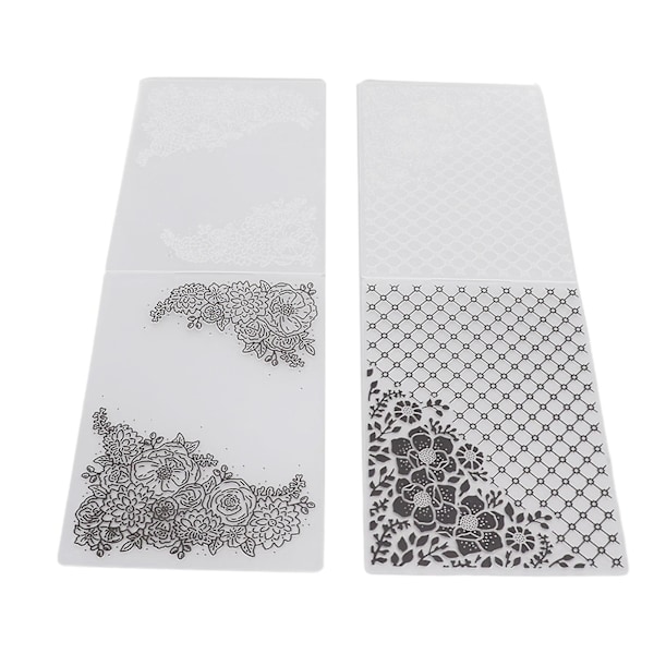 Plastpräglingsmapp Clear Concave Convex Texture DIY Craft Mallar - 2 st för inbjudningar, kuvert, kort