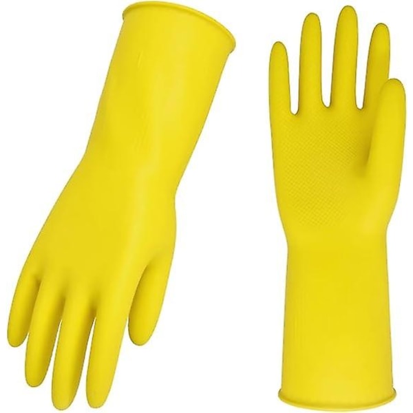 (L)Reusable Household Cleaning Gloves, Rubber Dishwashing Gloves, Extra Thickness, Long Sleeves