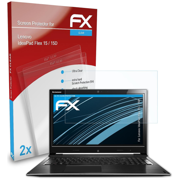 atFoliX 2x beskyttelsesfolie kompatibel med Lenovo IdeaPad Flex 15 / 15D Displaybeskyttelsesfolie klar