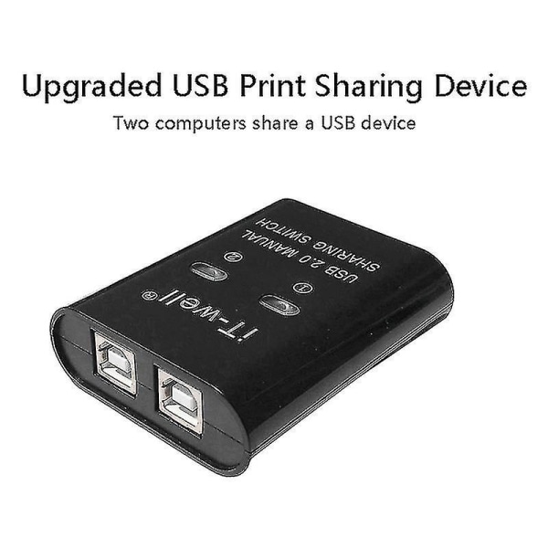 It-well Usb 2 In 1 Out Printer, 2-ports Manuell Kvm Converter Sort