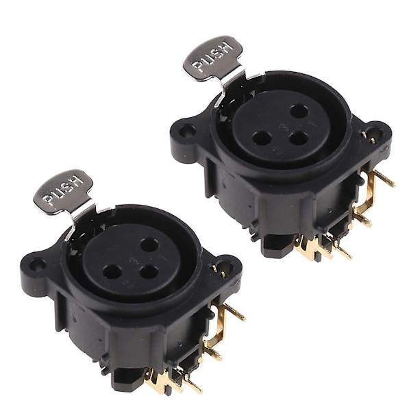 2pcs 3-pole Xlr Female Jack Panel Mount Chassis Socket Connector For Mic Guitar