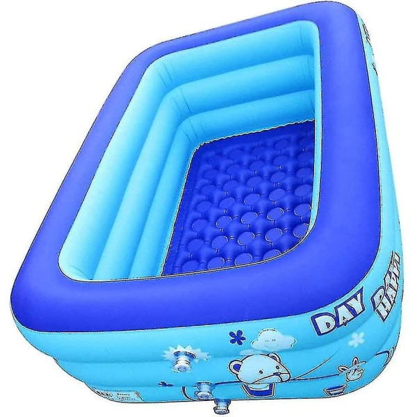 Inflatable Pool Kids Paddling Pool Rectangular Blow Up Baby Bathtub Backyard Basin 1pc