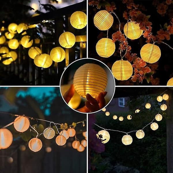 Solcellelysstreng Utendørs - 7m - 50 LED-Lanterner - Vanntette - Solbelysning for Hage, Balkong