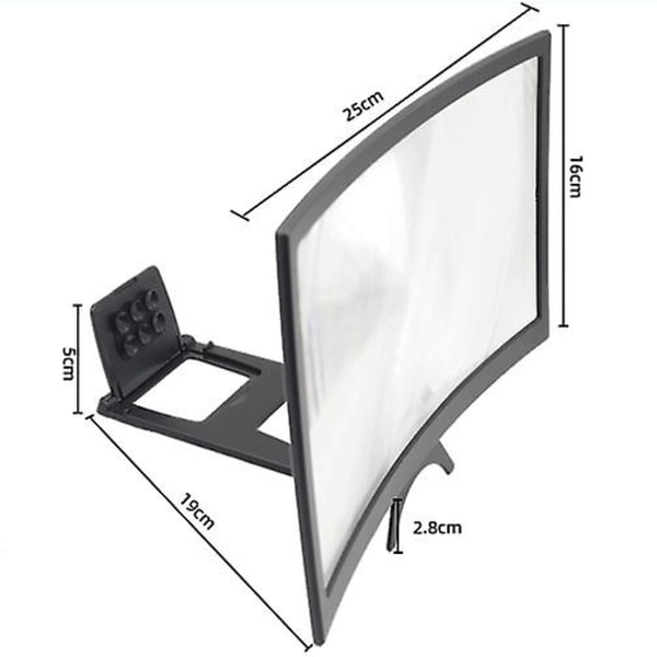 Skærmforstørrelsesglas, 12" - Smartphone Skærmforstærker Projektor 3D Skærmforstørrelsesglas Telefonholder Zoomer