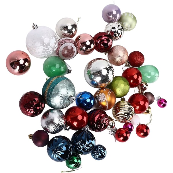 39 Pieces Christmas Ball Ornaments Set Shatterproof Christmas Tree Baubles Mini Christmas Hanging Ball Durable Lightweight Attractive Decorative Acces