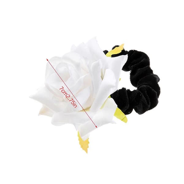 Blomsterhårband Blomsterhårtofsar för kvinnor Blomsterhästsvanshållare Rosetttofsar Hårrep Elastiskt hårband Vit White