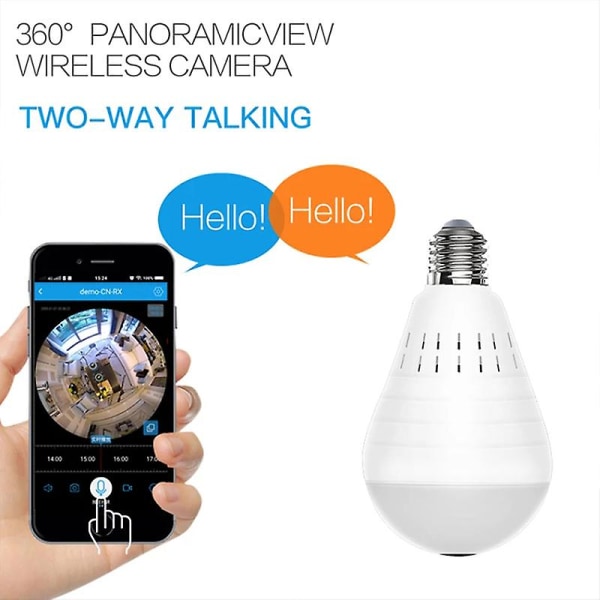 E27 Polttimo 1080p Wifi Ip Kamera Langaton Valvonta Turvasuojaus 360