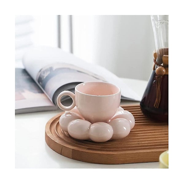 Blommig kaffekopp och fat set söt mugg och fat set keramik kaffekopp med solros fat latte