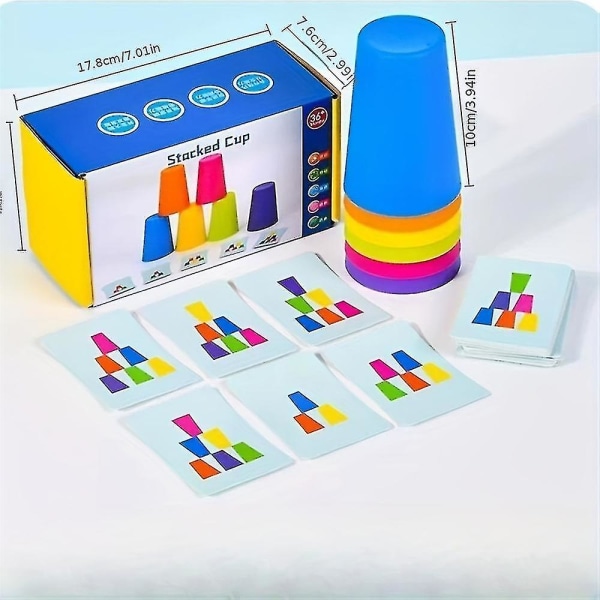 Stable kopper med kort Farge Kognisjon Logikk Trening Foreldre-barn interaksjon Papir stablede kopper
