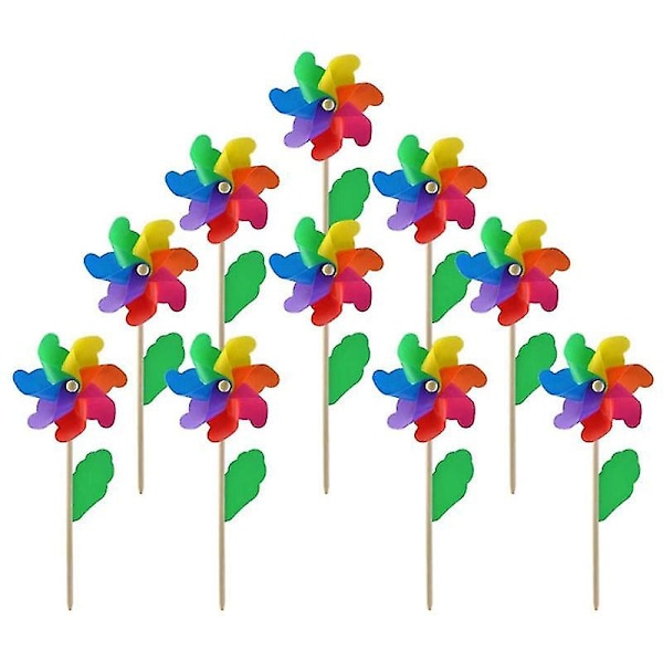 10 kpl puupinwheelit, tuulimyllyjuhlat pinwheelit Diy pinwheelit sarja lelu puutarha nurmikko