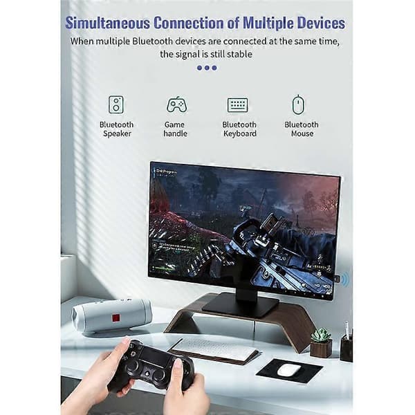 USB Bluetooth-adapter Bluetooth 5.0 Adapter Mus & Tastaturmottaker Hodetelefon PC Bærbar Lydmottaker