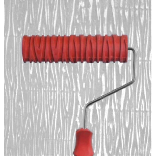 Kreativ 7 tommer kornmønster malerrulle i gummi til hjemmekontor skrivebord vægdekoration malerværktøjer (farve: rød)