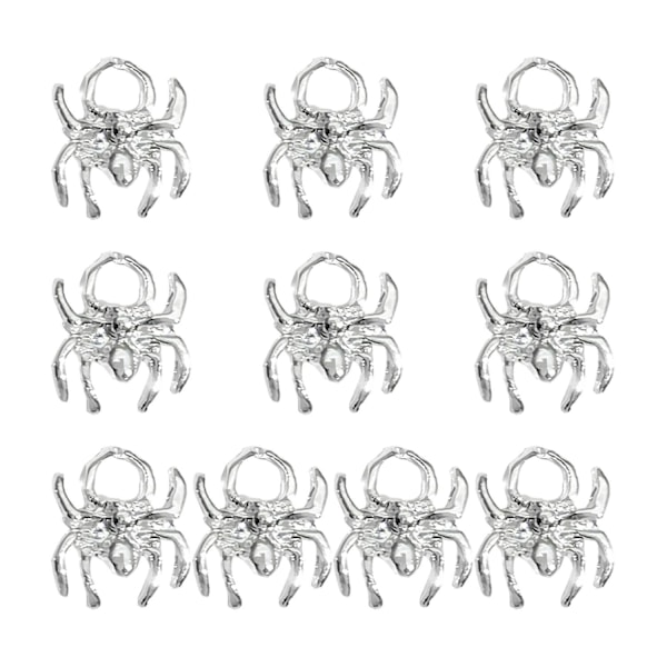 10 kpl kynsien koristetimantteja, 3D-rusetti, hämähäkki, pääkallo, keinotekoiset kristallit metalliriipuksissa, luova DIY F