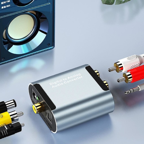 Digital optisk koaksial til analog RCA L/R lydadapterkonverterforsterker