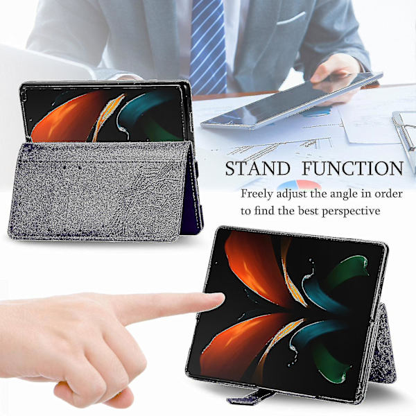 Samsung Galaxy Z Fold2 Etui Læder Pung Cover Emboss Mandala Magnetisk Flip Beskyttelse Stødsikker - Violet