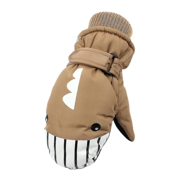 Varma sporthandskar halkfria helfinger skidhandskar med fleecefoder för barn (färg: khaki pingvin)