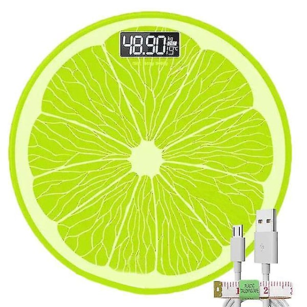 Badrumsvåg med citronmönster, USB-elektronisk kroppsviktvåg