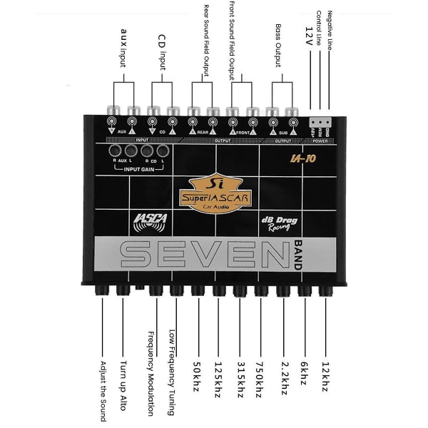 Eq 7-bånds equalizer Biltuner Audio Equalizer Grafisk Equalizer