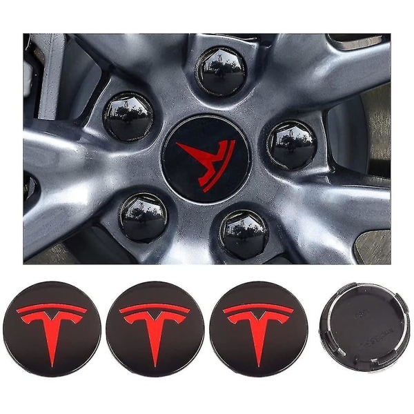 Tesla Model3/x/s/y Cover Cover Navan koristelu Kannen cover Musta punainen etiketti navan cover