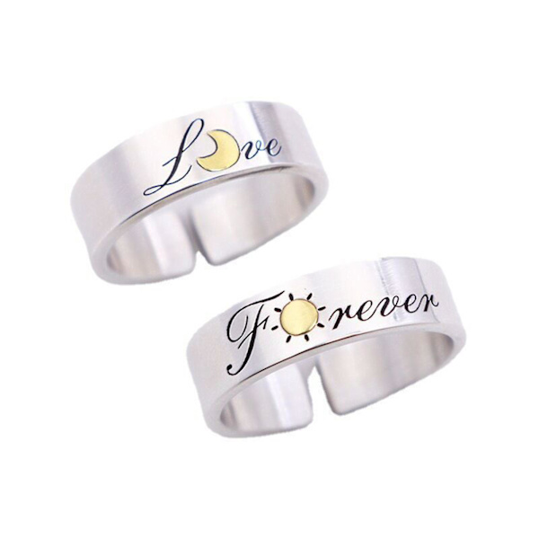 2x Til Sol Måne Matchende Ringe Til Par Forlovelse Bryllup Ring Bånd Sæt