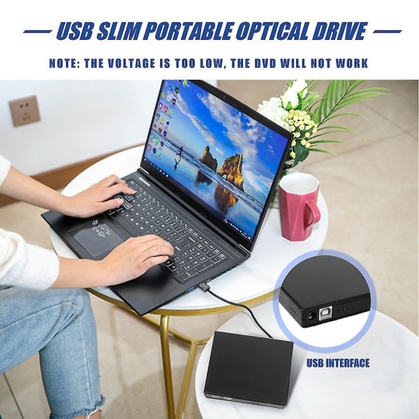 Universal Car Usb 2.0 bærbar ekstern Ultra Speed ​​CD-rom DVD-spiller Drive Car Disc-støtte for La
